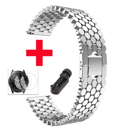 silver Ремешок из нержавеющей стали для samsung galaxy watch 46 мм S3 frontier band huawei watch gt huami amazfit 1/2 Аксессуары для браслета - Цвет ремешка: silver