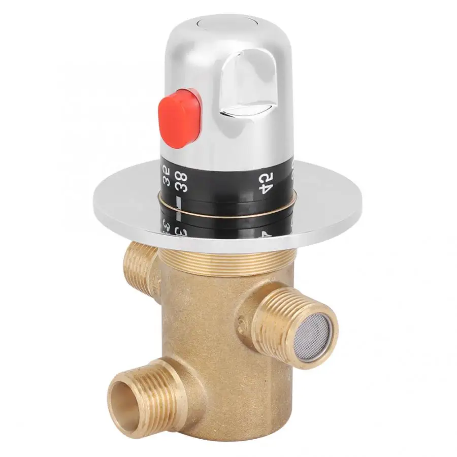 G1/2in Cold Hot Water Mixing Valve Faucet Pipe Thermostatic Temperature Control 
