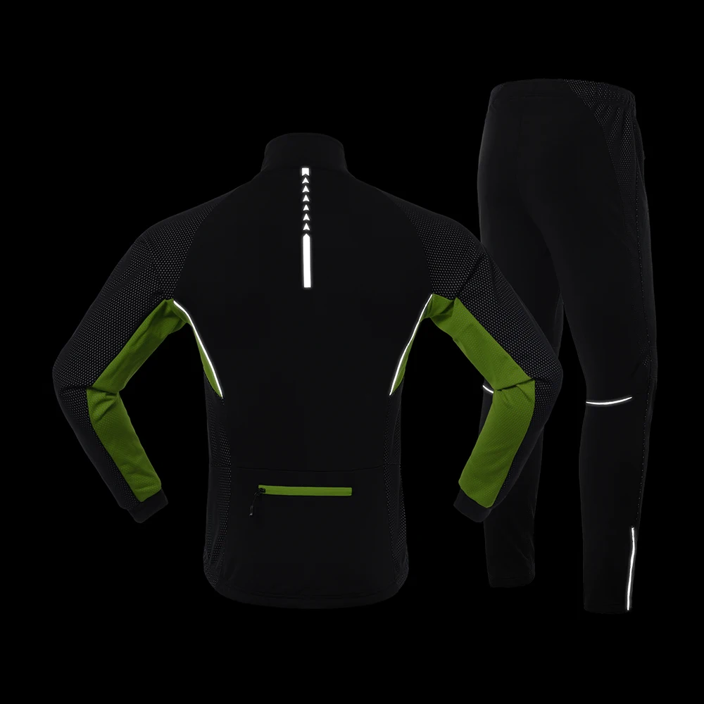 ARSUXEO 2019 Men's Winter Cycling Jacket Set Windproof Thermal Sportswear Bicycle Pants Bike Suits MTB Cycling Clothing 20A