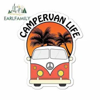 

EARLFAMILY 13cm x 10.8cm for Anime Campervan Life Cartoon Funny Car Stickers RV VAN 3D DIY Fine Decal Windshield Bumper Windows