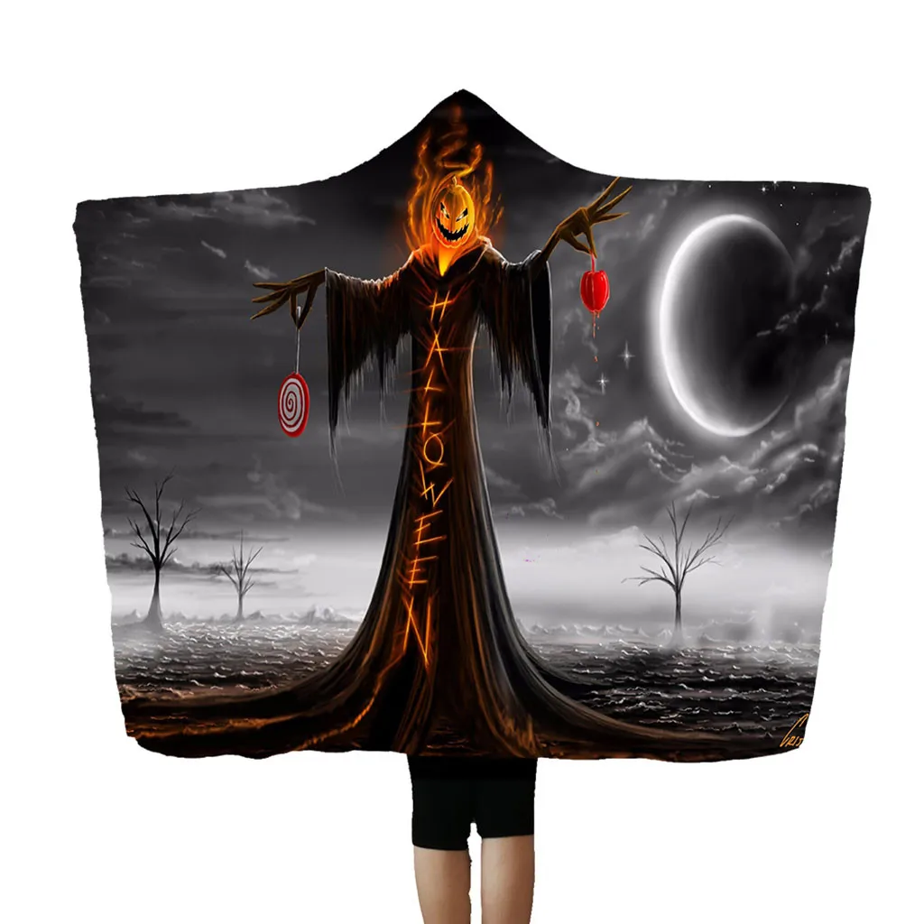Halloween Hooded Blanket Cloak Cap Blanket Air Conditioning Blanket 150x200cm - Цвет: E