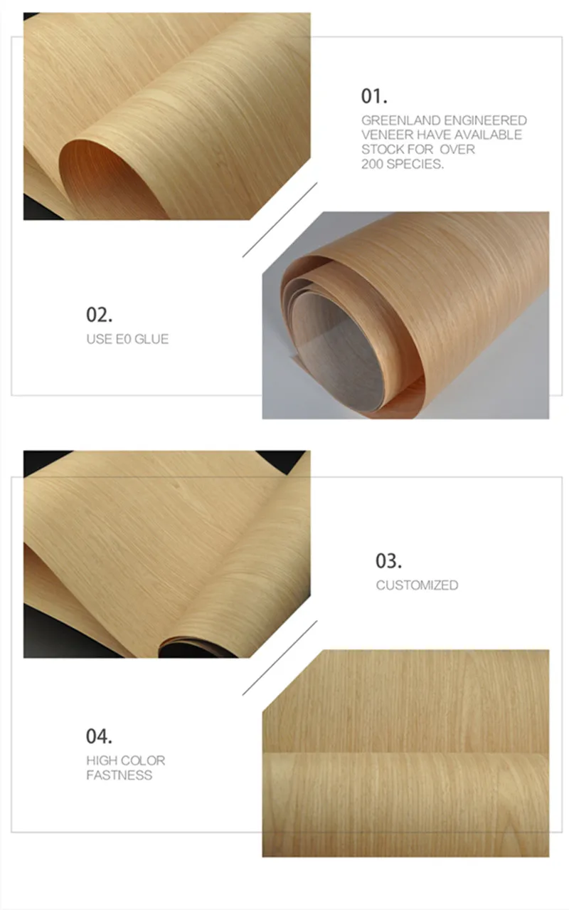 New Design White Oak Engineered Wood Veneers size 250x58 cm Boat decking Guitar
