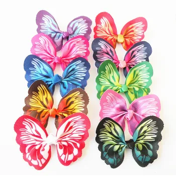 

100PC/Lot Butterfly Dog Hair Bows Ribbon Dogs Accessories Dog Grooming Bows Rubber bands Supplies