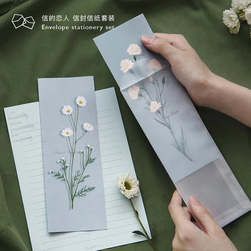  3pcs/set Creative Paper Letter with Envelope for Birthday Christmas Wedding Birthday Invitation Scr