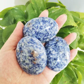 

Natural Crystal Sodalite Palm Stone Tumbled Egg Chakra Healing Quartz Wicca Decor Gift