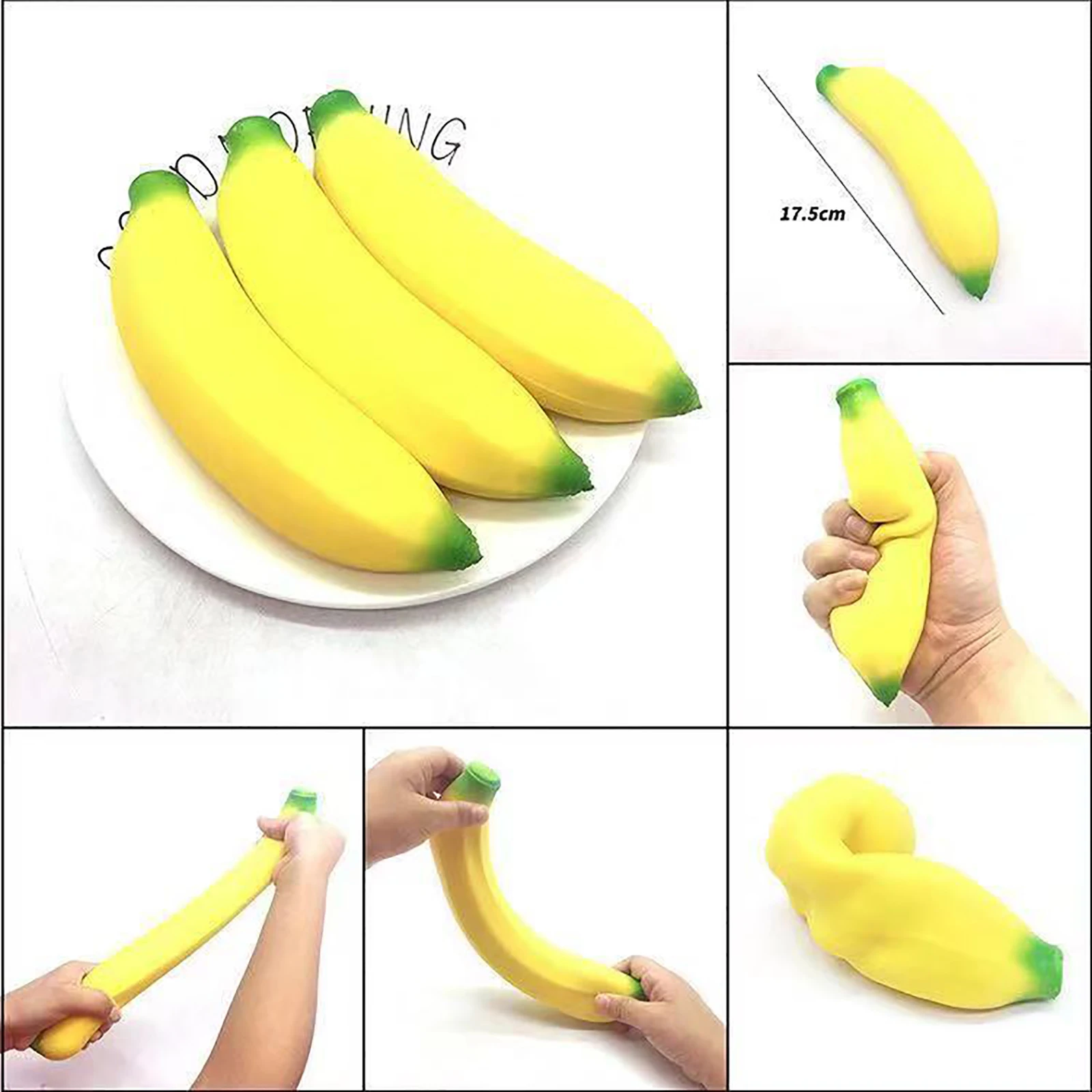 Squeezable Soft Fruit Shape Squeeze Banana Bead Stress Ball Toy Sensory