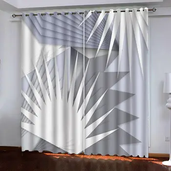 

stereoscopic geometric curtains Popular modern minimalist bedroom living room white curtains 3d curtain