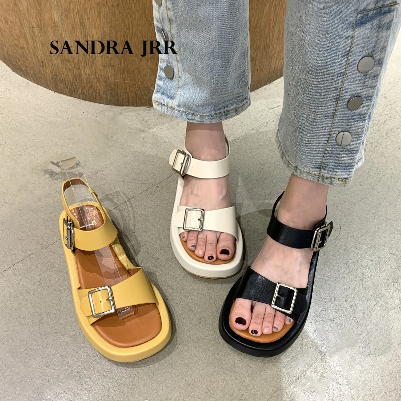 Сандалии женские SANDRA JRR кожаные в римском стиле на платформе летние праздничные