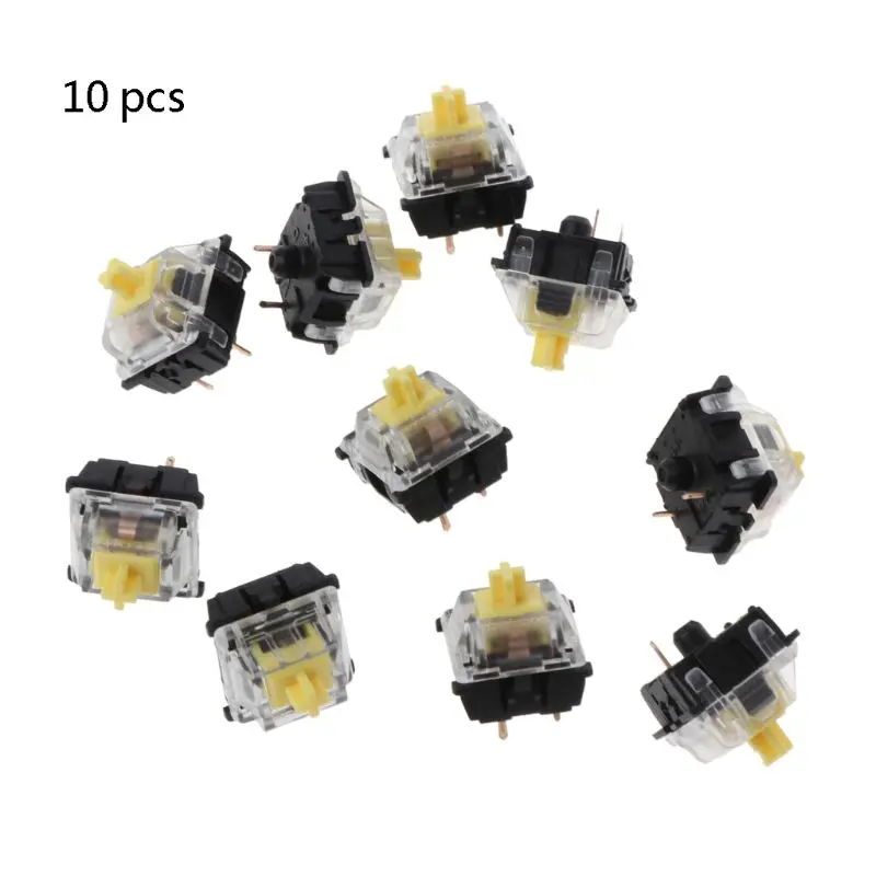 

10Pcs Mechanical Keyboard Gateron MX 3 Pin Yellow Switch Transparent Case B95D