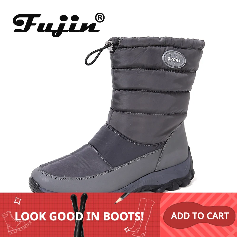 Fujin Snow Boots Waterproof 6cm Platform Boots Rain Plush Warm Fur Inside Winter Shoes Booties Zipper Women Winter Boots Booties