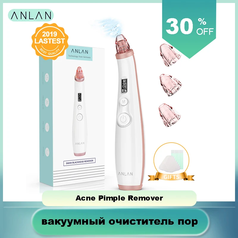 Comprar Limpiador de poros, ANLAN Extractor de puntos negros Blackhead Remover Eliminador de Puntos Negros Limpiador Facial Recargable con Pantalla LED, 3 Cabezales y 3 Modos para Espinillas y Acné