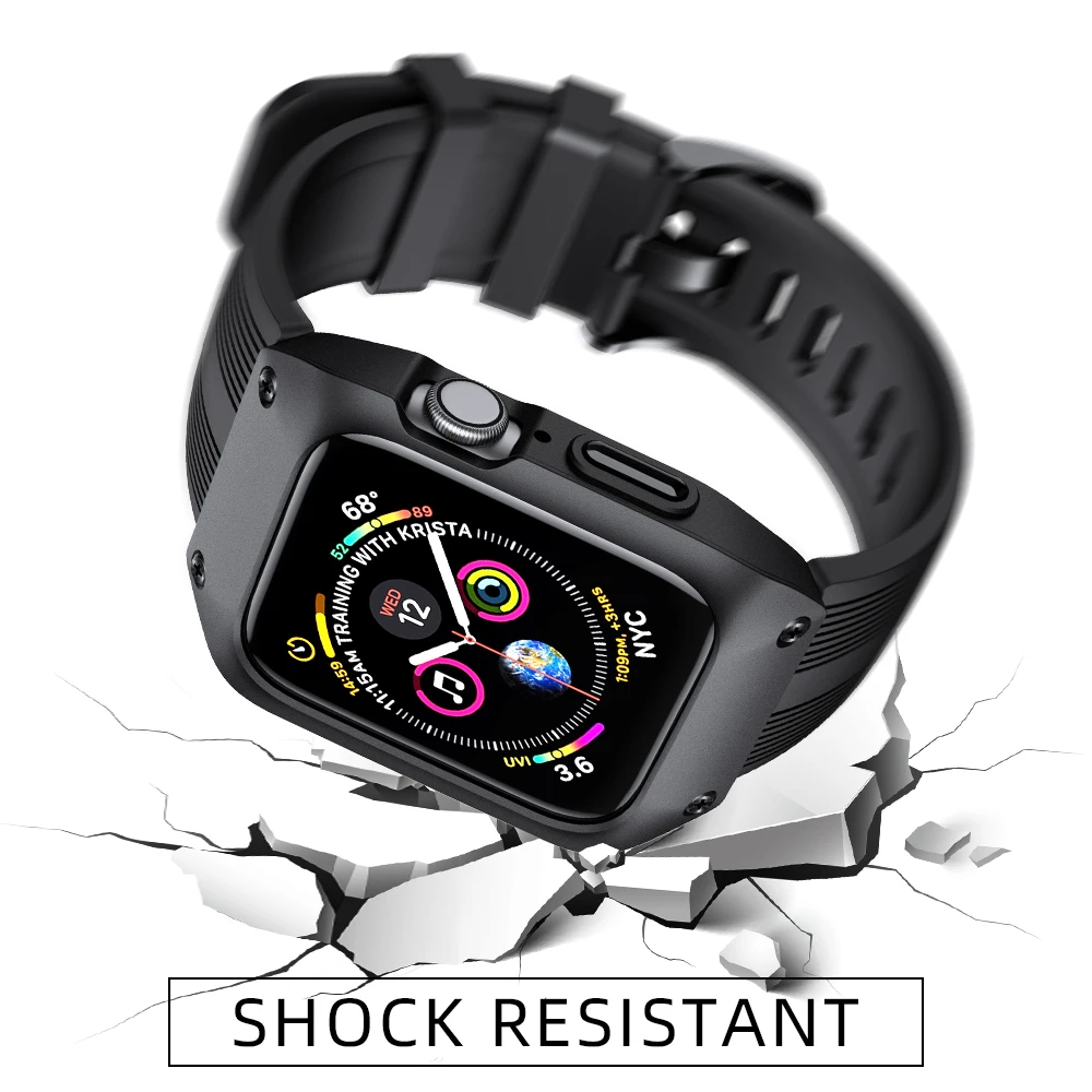 Серия 2/3 42 мм 38 мм Ремешки для наручных часов iWatch Apple Watch 5 4 44 мм 40 мм силиконовый ремешок-браслет ремешок и чехол Сменные аксессуары
