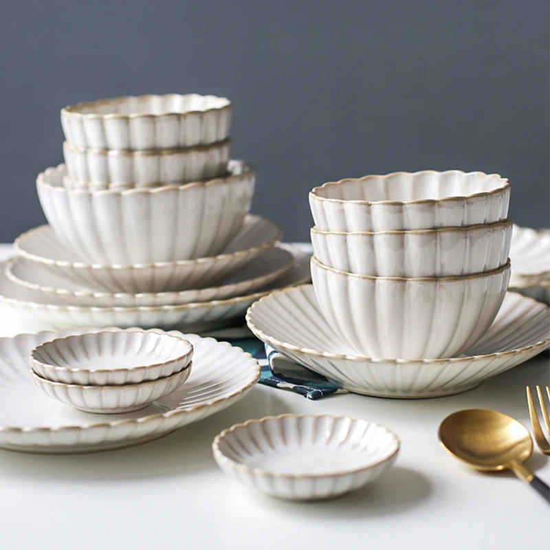 White Ceramic Plate Set Home Dinner Plate Bowl Steak Salad Tableware Creative Nordic Breakfast Dishes Plates Sets Coffee Mug Cup