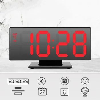 

LED Alarm clock Mirror Alarm Digital Clock Night Lights Table USB cable