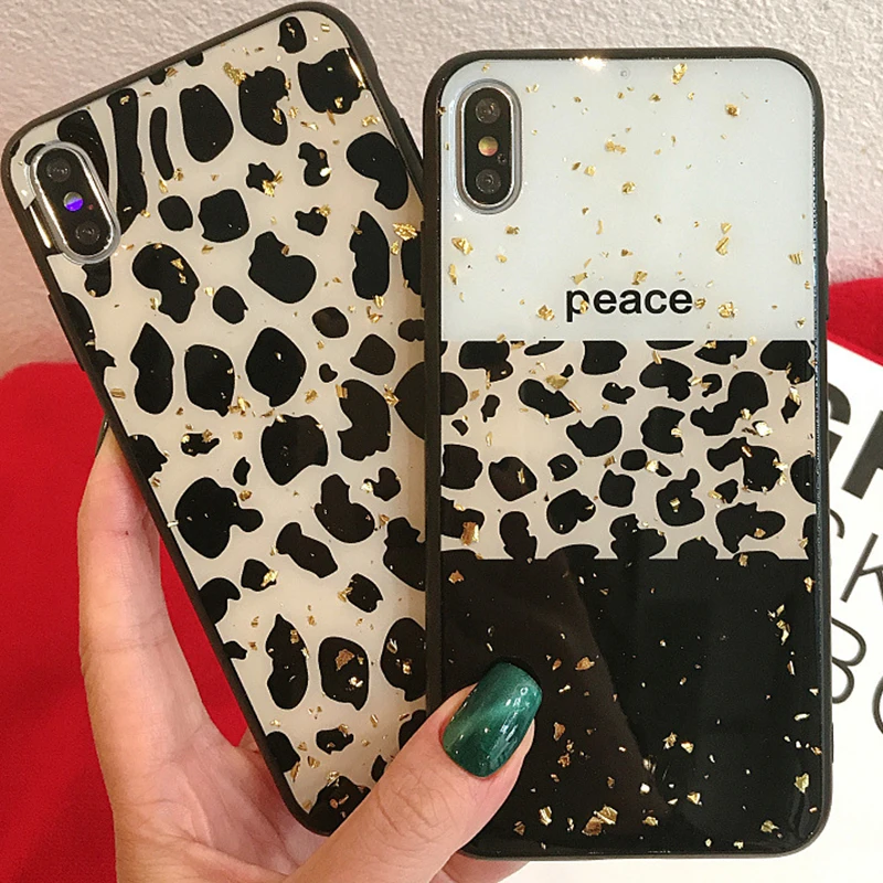 Простой золотой Фольга леопардовый узор чехол для телефона iPhone 6 6s 7 8 Plus X Xs XR Max TPU