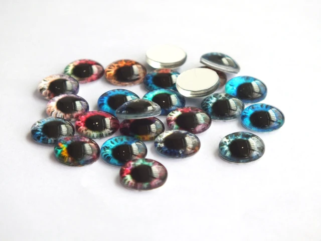 20Pcs 8/10/12/14/16/18/20mm  Doll Eyes Photo Round Glass Cabochon Flat Back Fit To DIY Blyth Doll Eye Chips 6