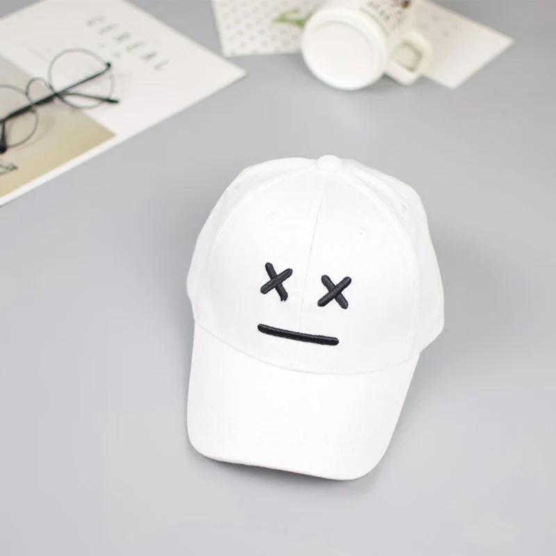 Белый Fashion Kids Hip hop Baseball Cap Boy Girl Lovely Embroidery Smile Face Hats Children Casual Sun Hat - Цвет: Белый