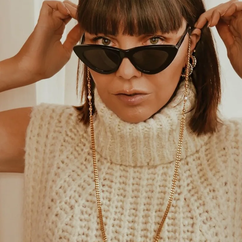 

Multifunctional Gold Silver Figaro Chain Pearl Charm Chains For Sunglasses Metals Eye Glasses Earbuds Holder Mask Chain