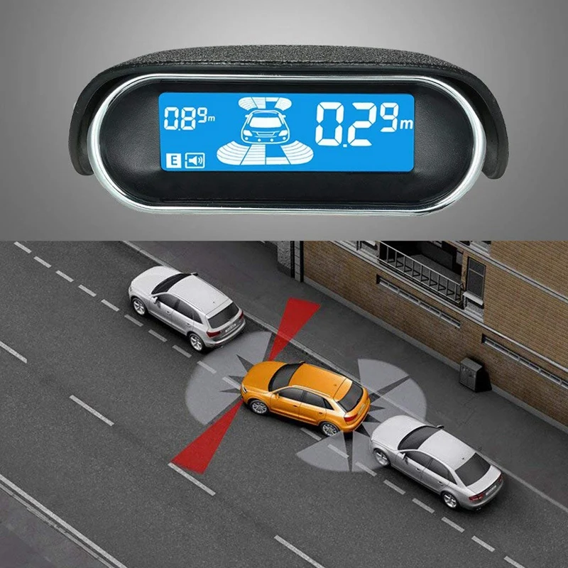 Car LCD Parking Sensor Kit, Dual-Core Front and Rear Reverse R-Adar System LCD Display Kit with 8 Sensors, Which Can Free To Swi
