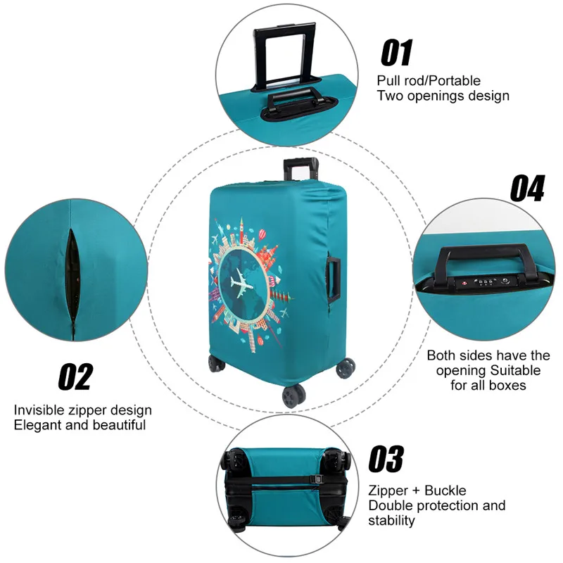 Плотный защитный чехол для багажа, эластичный чехол для чемодана 18-32 дюйма, дорожный аксессуар