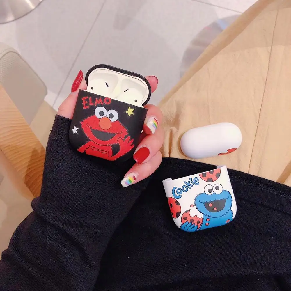 Симпатичные Улица Сезам печенье elmo Жесткий ПК для Apple Airpods 1/2 противоударный чехол для новых AirPods беспроводной Bluetooth наушники чехол