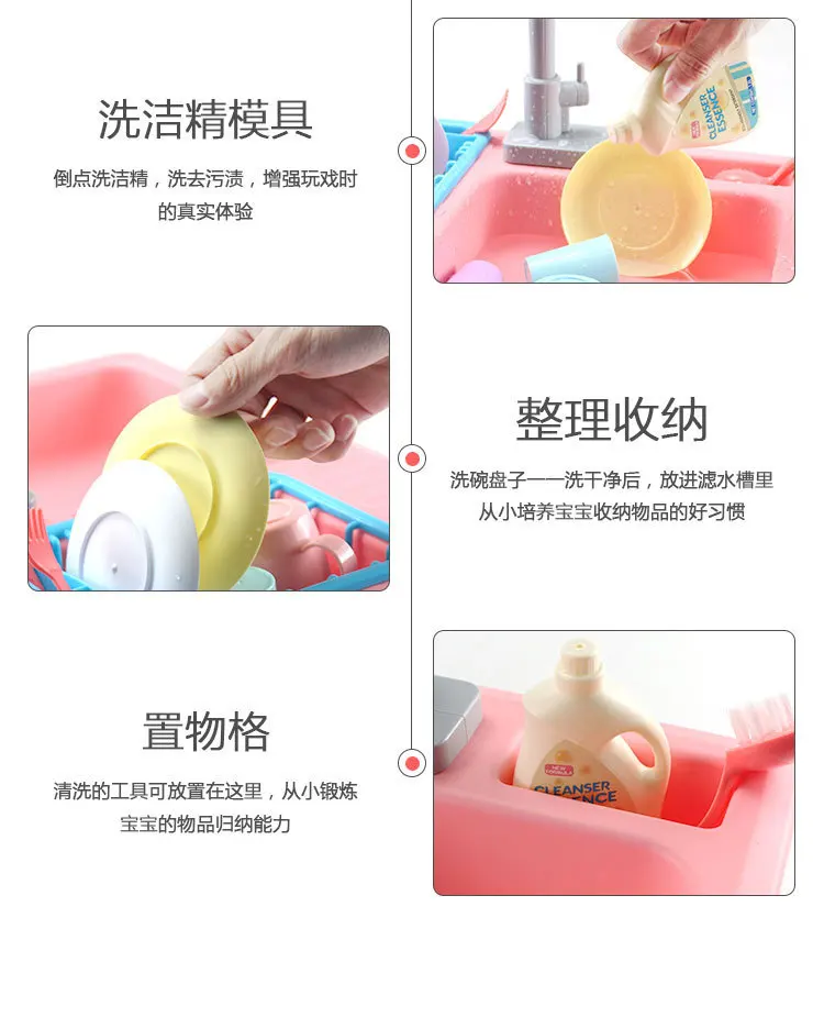 Douyin игровой домик кухонная посуда для мытья посуды электрическая раковина маленький бассейн дети обучают Раннее детство обучающие игры с водой