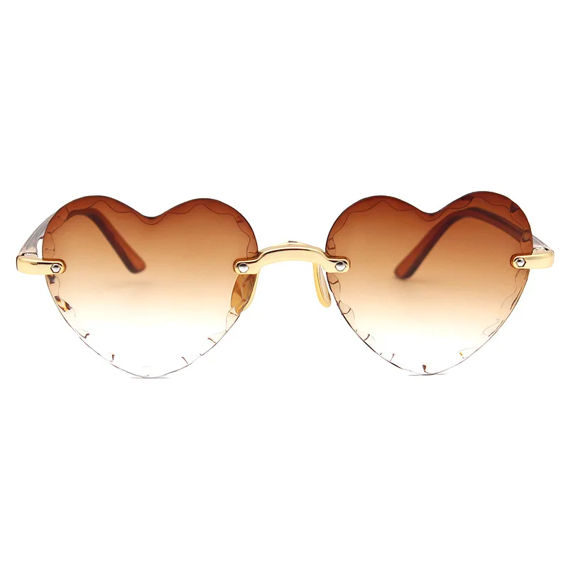 RBROVO, без оправы, сердце, солнцезащитные очки для женщин, роскошный бренд, солнцезащитные очки для женщин, Винтажные Солнцезащитные очки для женщин, дизайнерские, Lunette Soleil Homme - Цвет линз: TeaTea
