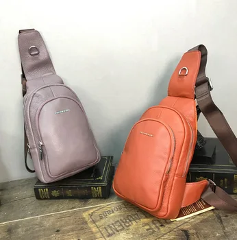 

New Style Genuine Leather Chest Pack First Layer WOMEN'S Cow Leather Bag Couples Shoulder Bag Outdoor Women's Chest Pack