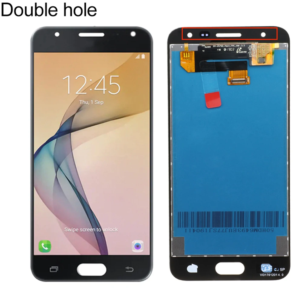 Одно/двойное отверстие lcd сенсорный экран дигитайзер для samsung Galaxy J5 Prime G570F