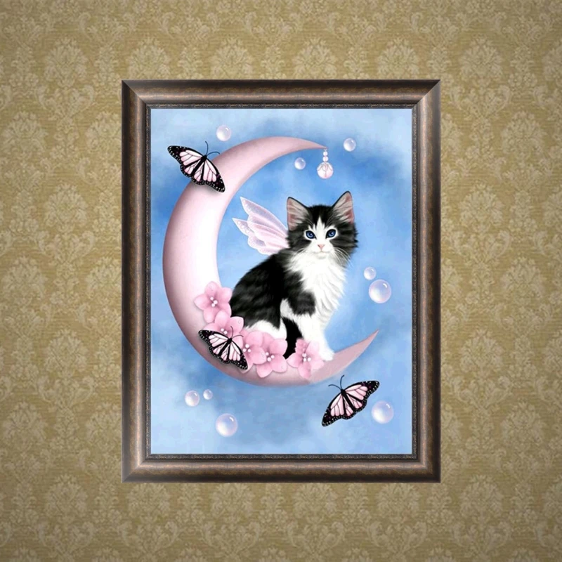 

Moon Cat 5D Diamond Embroidery Painting Cross Stitch DIY Craft Home Decor Gift Q6PE