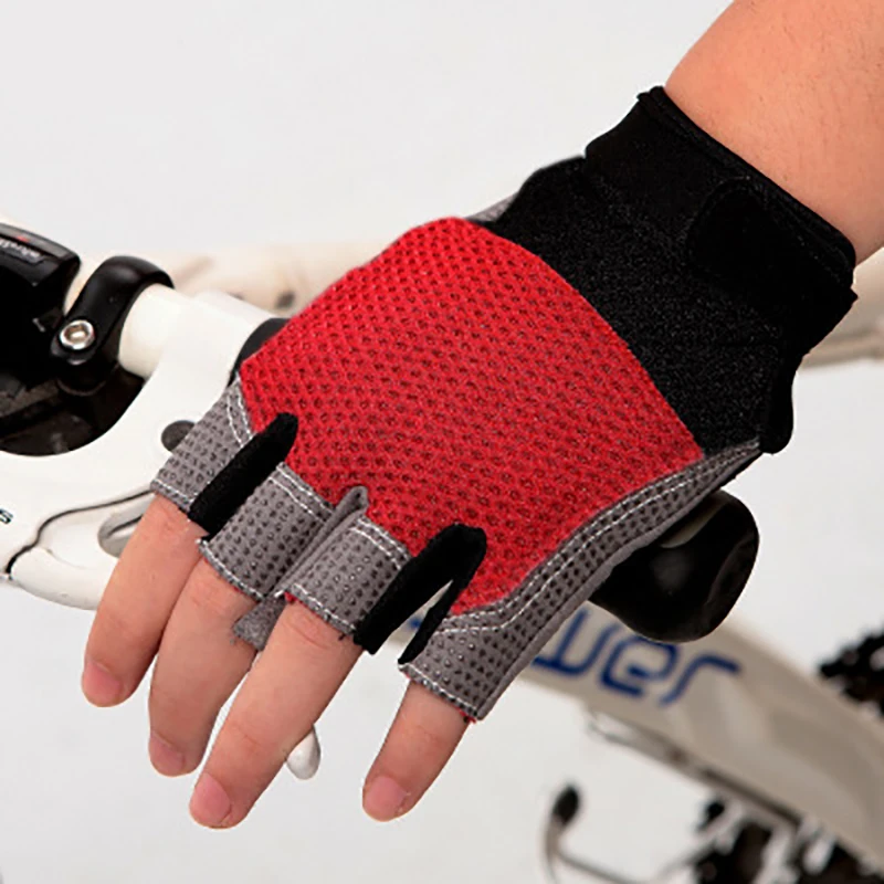 

Cycling Half Singer Gloves Anti-slip Breathable Shockproof Mesh Riding Outdoor Sport Fitness Gloves Bike Equipment