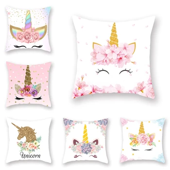 

New Unicorn Printed Casual Cushion Cover Square Polyester Home Decor Pillow Case Couch Chair Rest Pillow Case