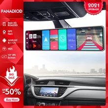 Android 8.1 4g 12 Polegada carro dvr wifi navegação gps espelho retrovisor para gravador automático ram 4g rom 32g traço cam fhd adas
