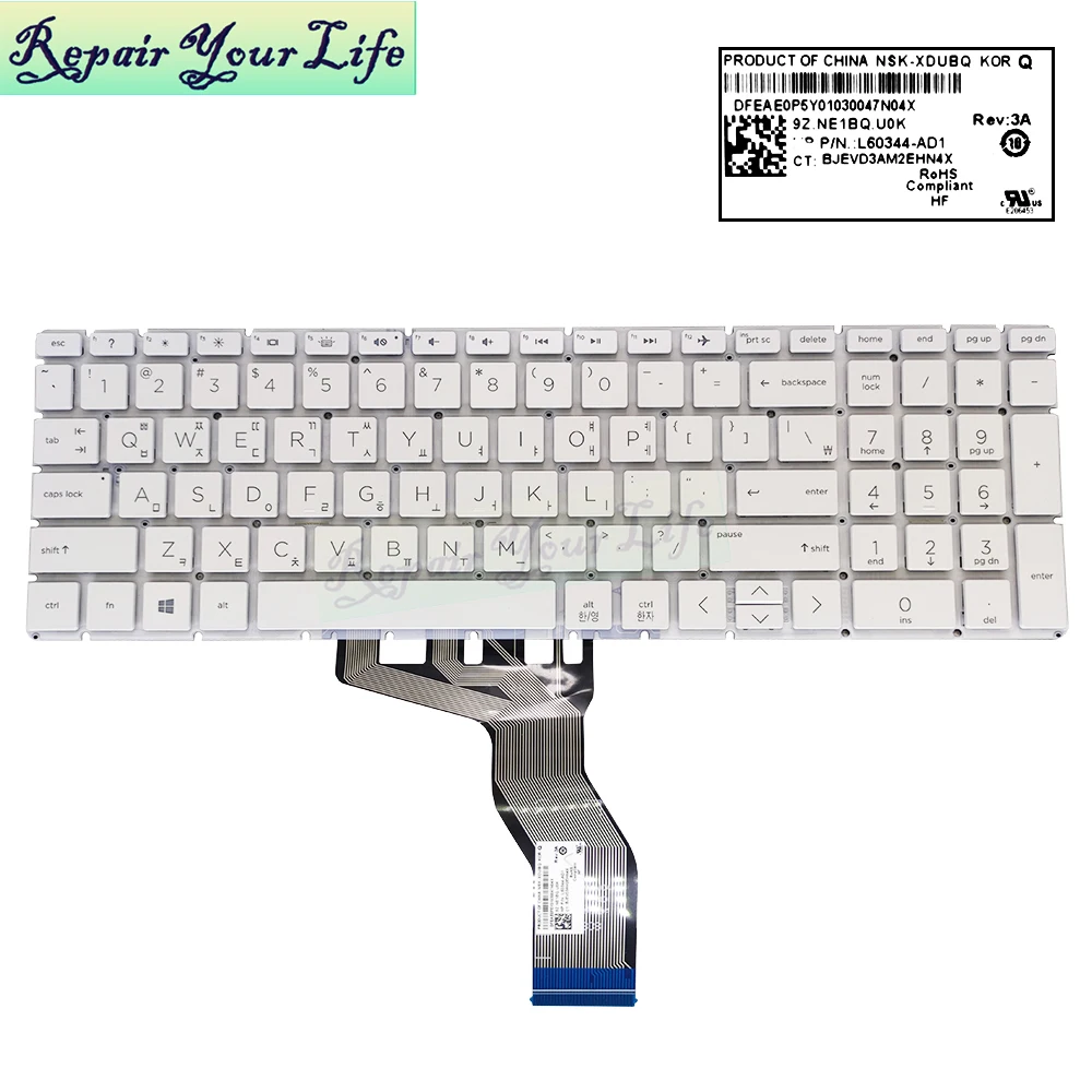 Latina Chinês Coreano Laptop pc Retroiluminação do Teclado para hp Pavlova 15-bs 15-bp 15-bw 15t-bs 17-bs 250 256 g6 L60341161 L60344-ad1 - Imagem 6
