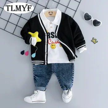 

New FAshion Baby Boy 3 pcs/set little Gentleman Sweater and Jeans pants Spring wear 20200315-8