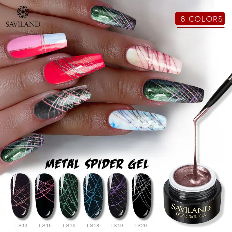 

SAVILAND Wire Drawing Nail Gel Hybrid UV Lacquer For Pulling Line Metallic Mirror Effect Gel Nail Polish