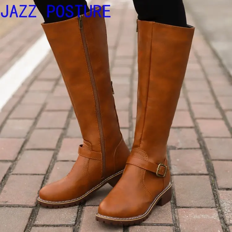 

2019 autumn and winter new solid color non-slip wear-resistant long tube large size women's boots Knight boots female q313