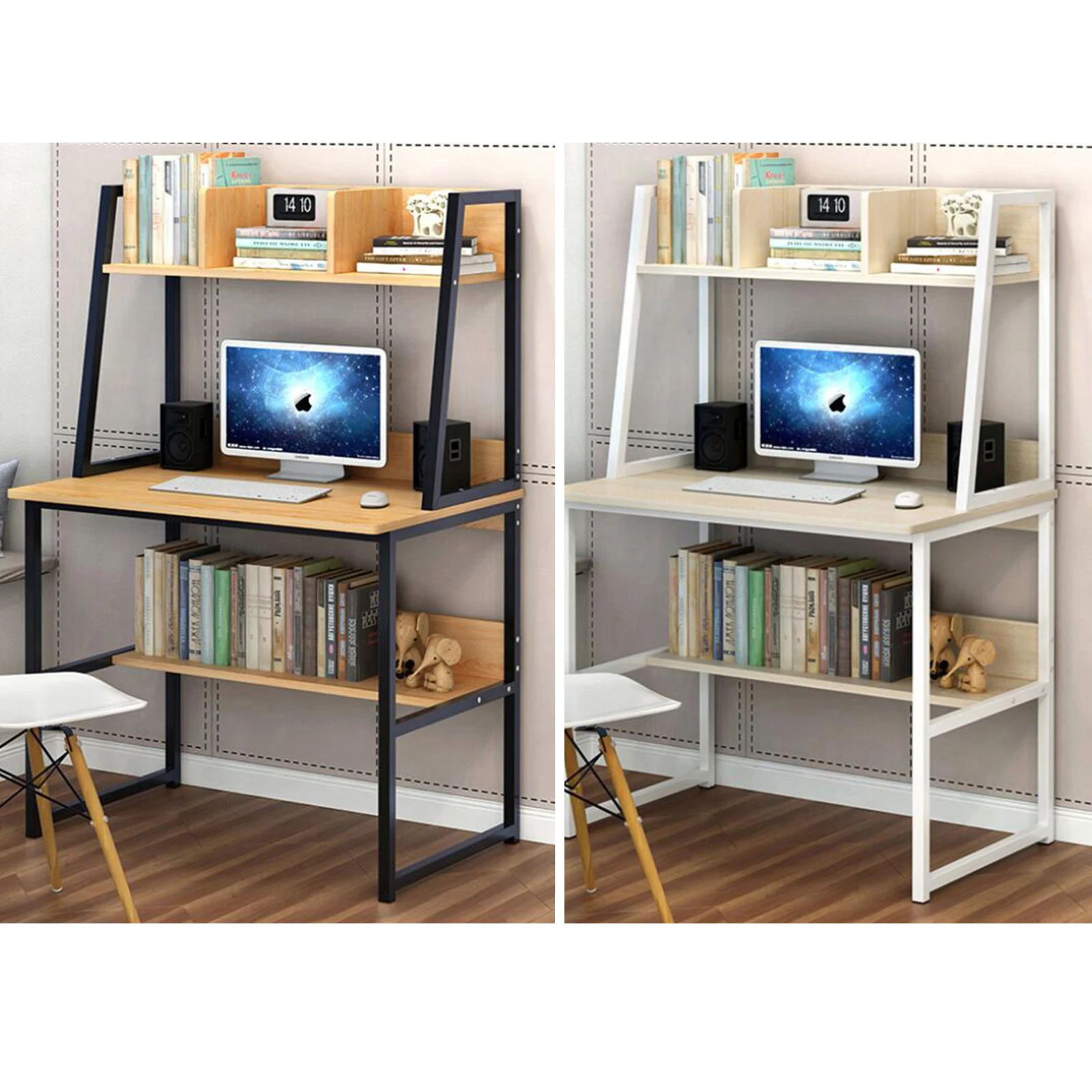Computer Desk with Drawers Storage Shelf Laptop Table Kids Study Desk White 80cm