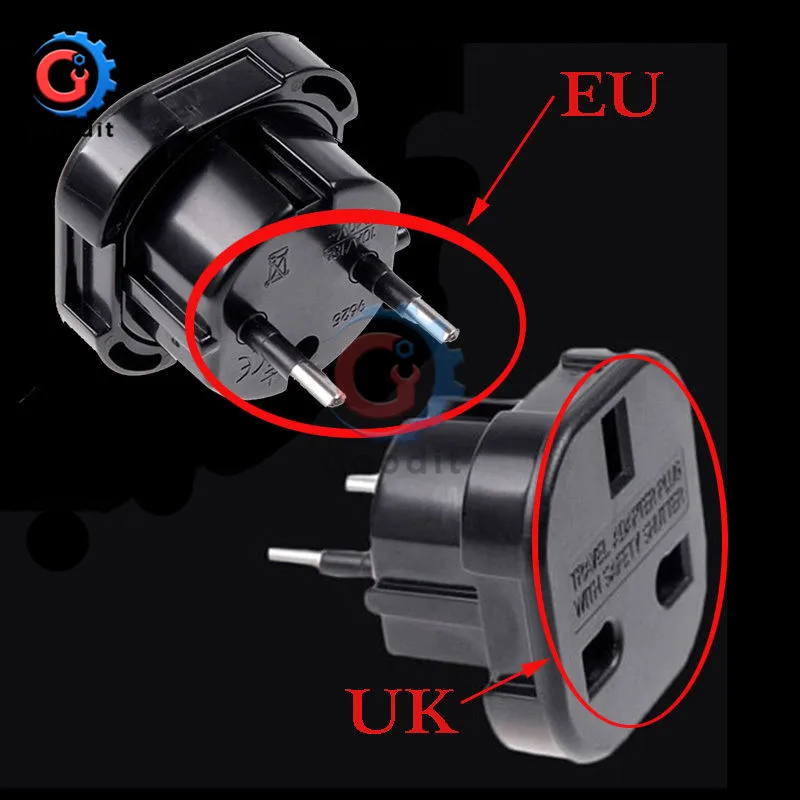 Универсальный Путешествия Великобритании в ЕС ЕВРО разъем переменного тока зарядное устройство разъем для конвертера, адаптера черный сетевой переходник питания