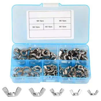 

50Pcs/set M3 M4 M5 M6 M8 Galvanized Hand Tighten Nut Butterfly Nut