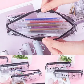

1Pc Starry Sky Heart Pencil Case Cute Transparent Pencil Box School Stationery
