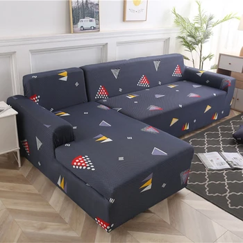 

Geometric Couch Cover 1/2 pieces Stretch Slipcovers Set Elastic Sofa Cover for L Shaped Sectional Corner Chaise Longue Sofa
