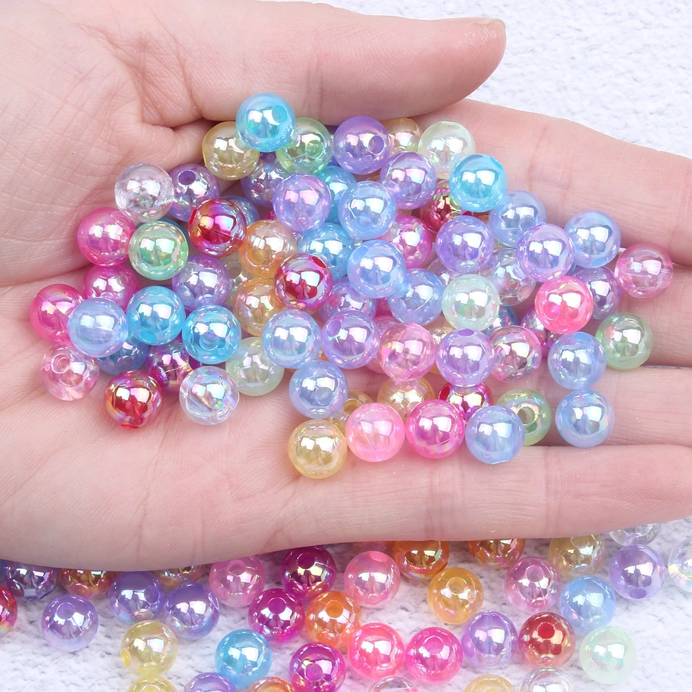 

Resin Round Imitation Beads Clear AB Colors With Hole Loose Craft Pearls For Sew On Clothes Bags Shoes Backpack Supplies