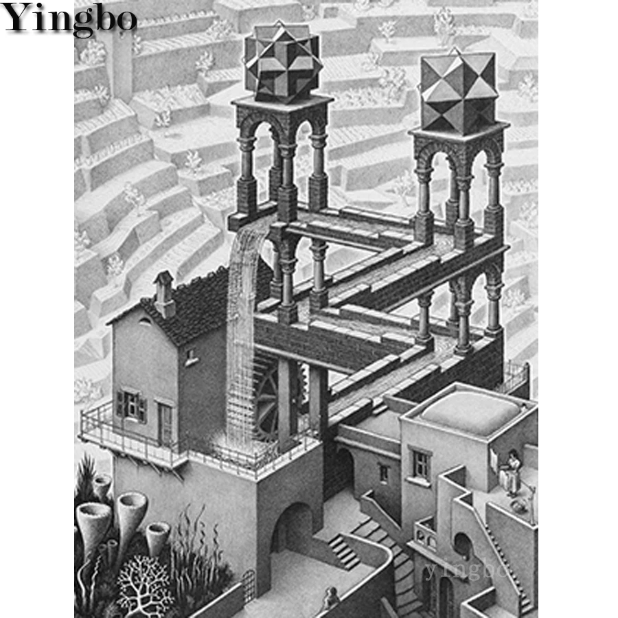 

Escher Surreal Geometry 5D Diamond Embroidery Diamond Painting Cross Stitch full Round drill Square Rhinestone Diamond Mosaic
