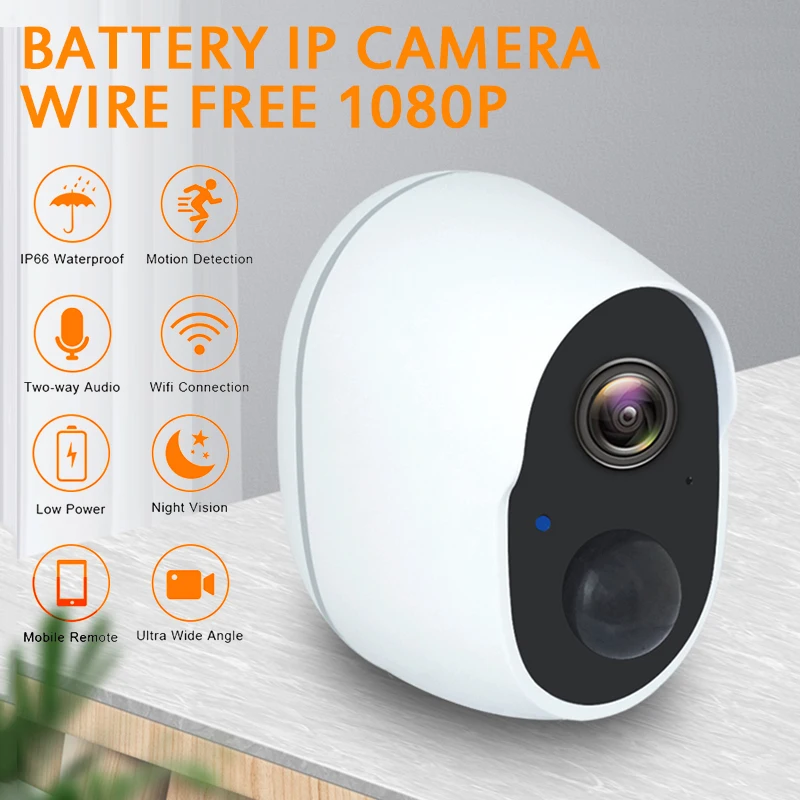 

Wire Free Outdoor Security Camera Rechargeable Battery Wireless IP Cam 1080P Wifi IP Camera Home Surveillance System PIR TF card