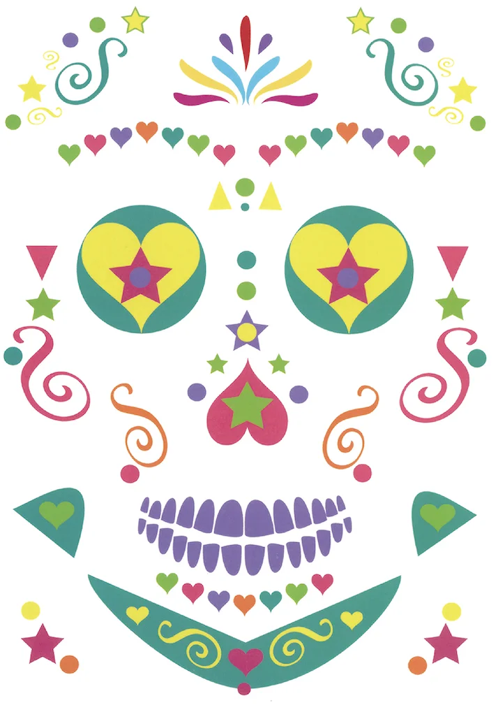 Mexica Day of the Dead Sugar Skull Face временная татуировка Хэллоуин Макияж наклейки для Хэллоуина Маскарад Вечерние - Цвет: 148x210mmSS 06