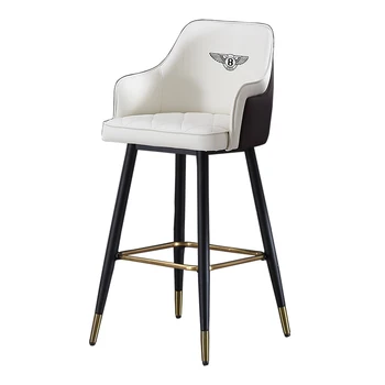 

Nordic Bar Chair Light Luxury Modern Minimalist High Chair Bentley Bar Chair American Wrought Iron High Stool High Back