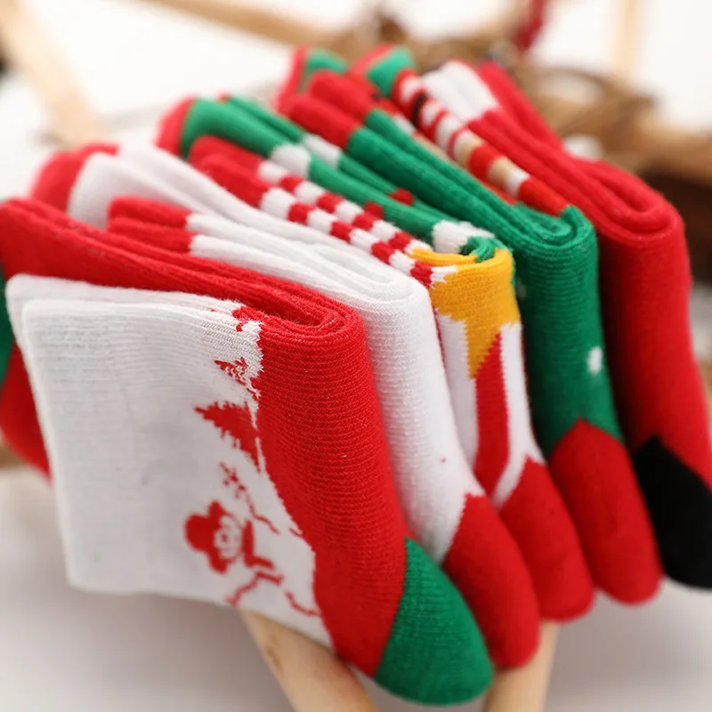 5 Pairs Children Socks Cotton High Quality Red Christmas Boy Socks Girls 1-12 Years Kids kids socks