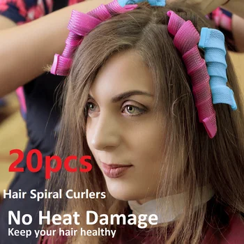 

20 Pieces Hair Curlers Spiral Curls No Heat Wave Hair Curlers Styling Kit Spiral Hair Curlers for Most Kinds of Hairstyles