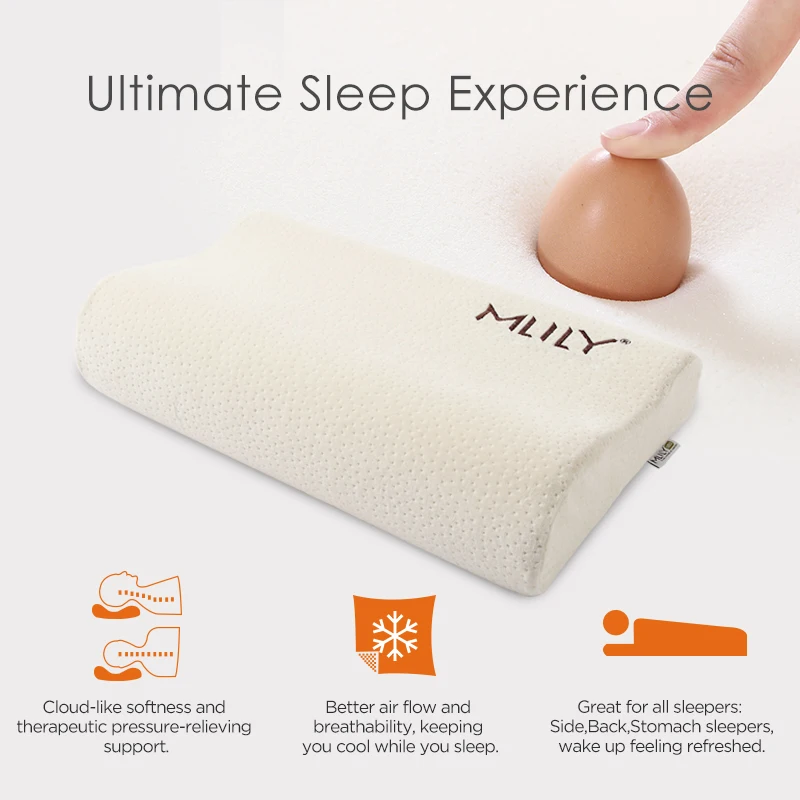 Mlily Memory Foam Pillow Slow Rebound Pressure Orthopedic Cervical Neck Pillow AirCell Technology Manchester United